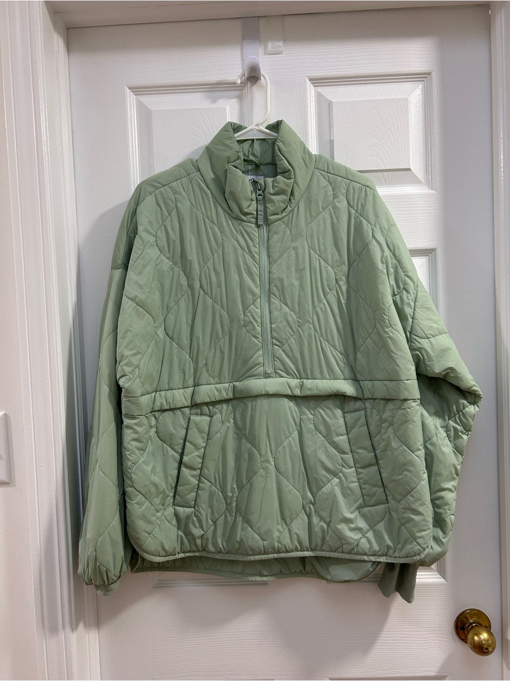 Old Navy Light Sage Quilted Half-Zip Puffer Pullover